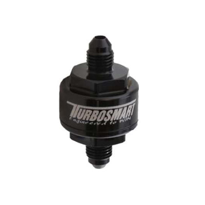 Turbosmart Billet Turbo Oil Feed Filter w/ 44 Micron Pleated Disc AN-3 Male Inlet - Black