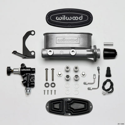 Wilwood HV Tandem M/C Kit w L/H Bracket & Prop Valve - 1in Bore