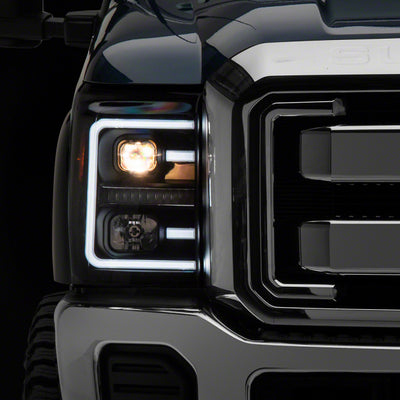 Raxiom 11-16 Ford F-250 Super Duty LED Projector Headlights - Blk Housing (Clear Lens)