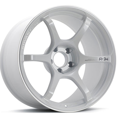 Advan RG-4 18x8 +44 5-114.3 Racing White Metallic & Ring Wheel