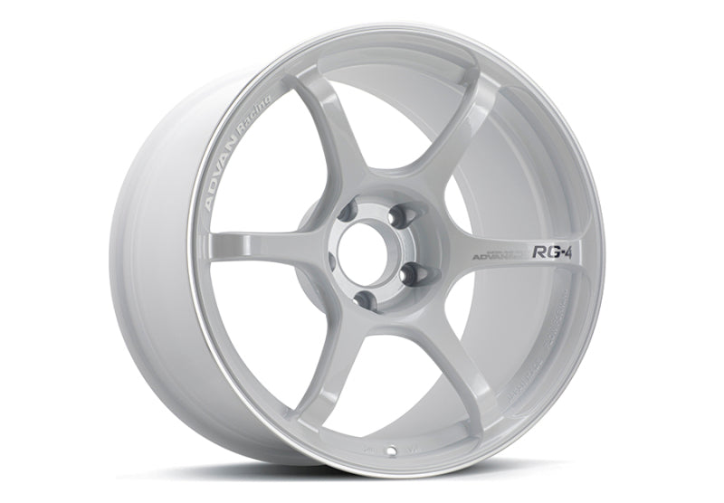 Advan RG-4 18x9 +25 5x114.3 Racing White Metallic and Ring Wheel