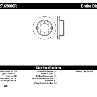 StopTech 00-05 Ford Excursion 4WD / 99-04 F250/F350 Pickup Front Slotted & Drilled Right Rotor