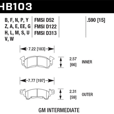 Hawk 1975-1975 Buick Apollo SR HPS 5.0 Front Brake Pads