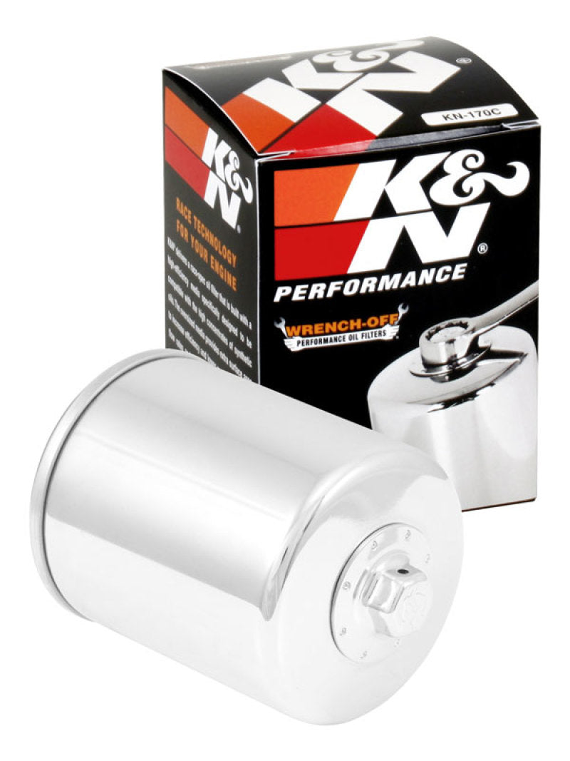 K&N Harley-Davidson 3in OD x 4.063in H Chrome Oil Filter