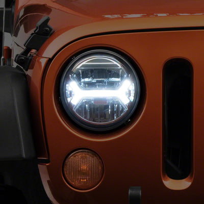 Raxiom07-18 Jeep Wrangler JK LED Halo Projector Headlights- Chrome Housing (Clear Lens)