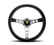 Momo Prototipo Steering Wheel 350 mm - Black Leather/Wht Stitch/Brushed Spokes