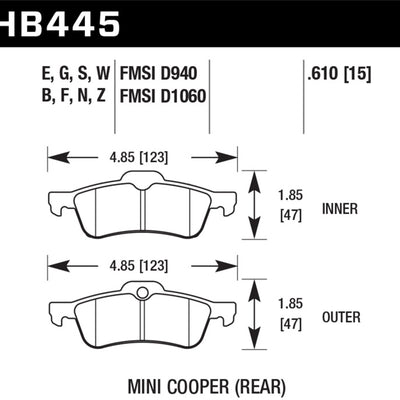 Hawk 02-06 Mini Cooper / Cooper S HP+ Street Rear Brake Pads