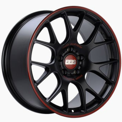 BBS CH-R Nurburgring Edition 18x8.5 5x112 ET47 Satin Black/Red Lip Wheel - 82mm PFS/Clip Req.