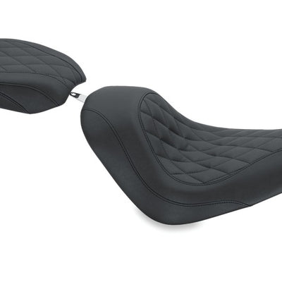 Mustang 06-17 Harley Softail Wide Tire (200mm) Wide Tripper Solo Seat Diamond Stitch- Black