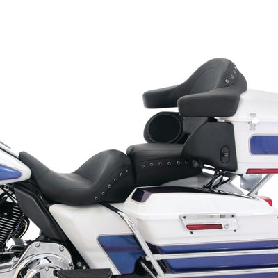 Mustang 93-13 Harley FL Touring Extended Arm Wrap Passenger w/Blk Pearl Studs - Black