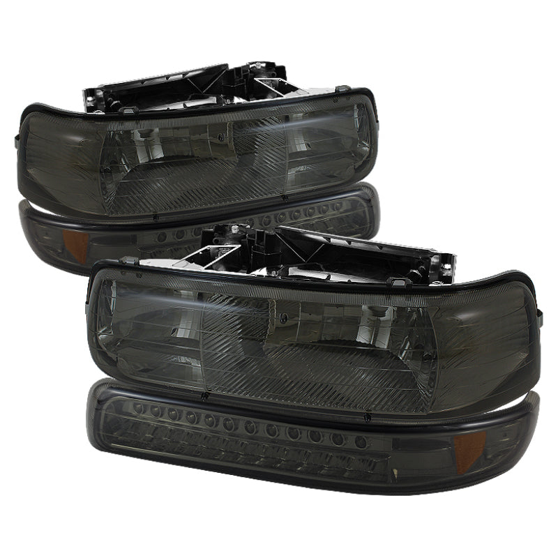 xTune Chevy Tahoe 00-06 Headlights w/ LED Bumper Lights Amber Smoke HD-JH-CSIL99-LED-SET-SM
