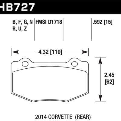 Hawk 15-16 Cadillac XTS / Chevrolet Corvette DTC-70 Front Brake Pads