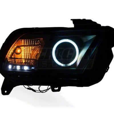 Raxiom 13-14 Ford Mustang w/ Factory HIDLED Halo Projector Headlights- Black Housing (Smoked Lens)