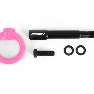 Perrin 08-14 Subaru WRX/STI Hatchback Tow Hook Kit (Rear) - Hyper Pink