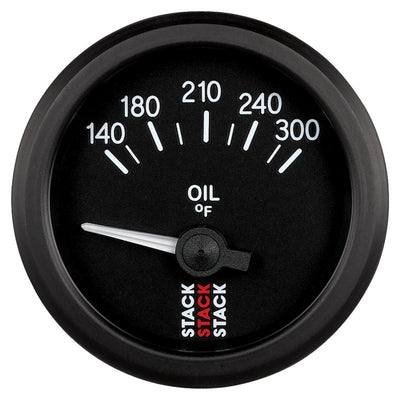Autometer Stack 52mm 140-300 Deg F 1/8in NPTF Electric Oil Temp Gauge - Black