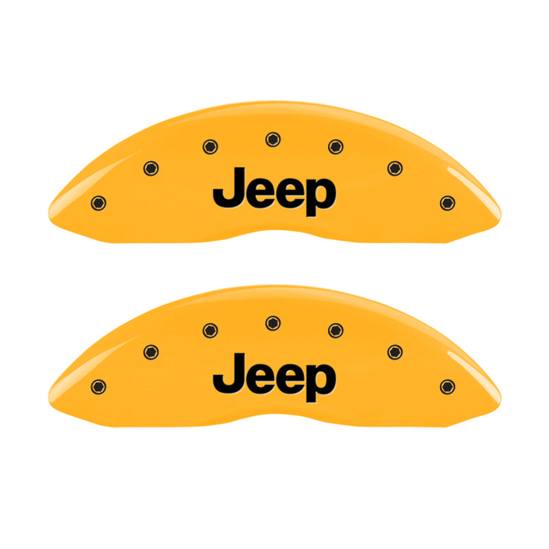 MGP Front set 2 Caliper Covers Engraved Front JEEP Yellow finish black ch