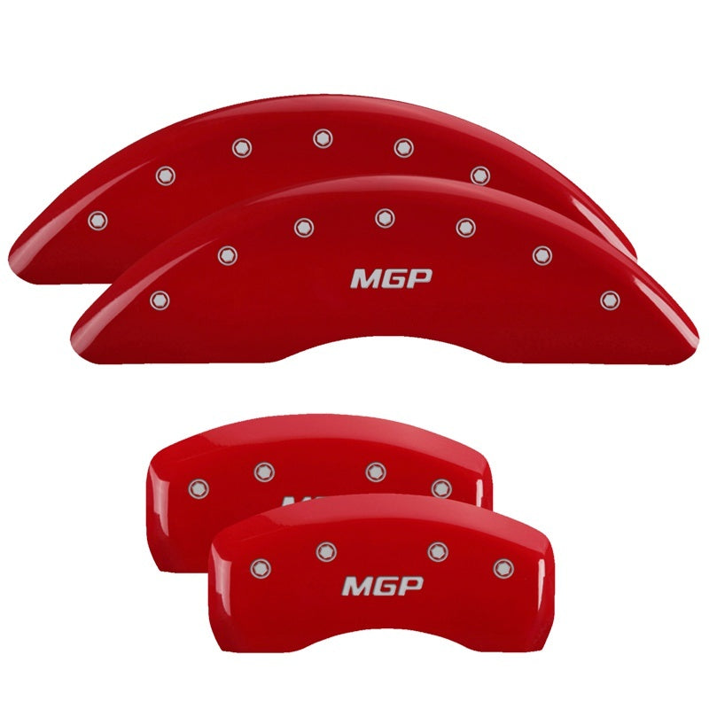MGP 4 Caliper Covers Engraved Front and Rear: Red Powder Coat Finish, Silver Characters