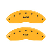 MGP 4 Caliper Covers Engraved Front & Rear MGP Yellow Finish Black Char 2017 Nissan Armada
