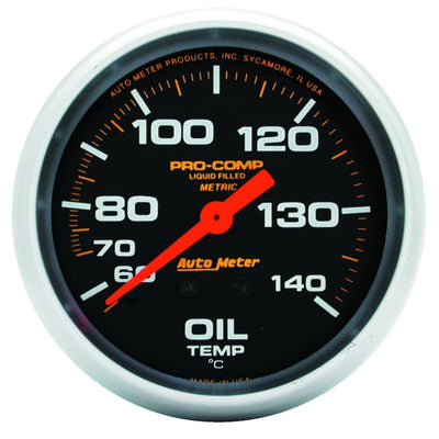 Autometer Liquid Filled Mechanical 66.7mm 140-280 deg F Oil Termperature Gauge Includes 6 ft Tubing