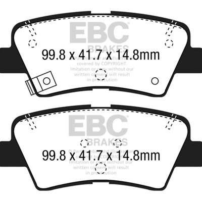 EBC 15+ Hyundai Sonata 1.6 Turbo (Elec Park Brake) Ultimax2 Rear Brake Pads