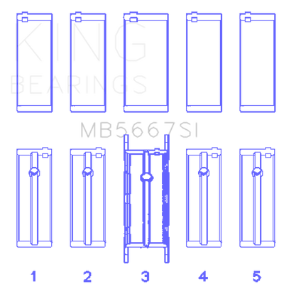 King Engine Bearings Mini W10B16A/W11B16A Silicon Bi-Metal Aluminum Main Bearing Set - Size STD