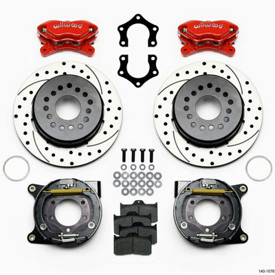 Wilwood Forged Dynalite P/S Park Brake Kit Drilled Red Mopar/Dana 2.50in Off w/Snap Ring Bearing