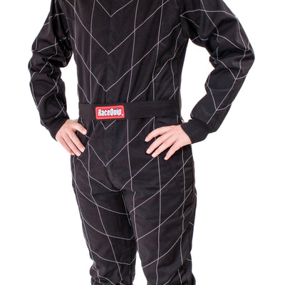 RaceQuip Black Chevron-1 Suit - SFI-1 XL
