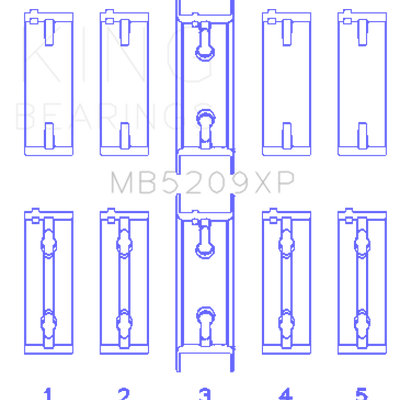 King Mitsubishi 4G63/4G64 7 Bolt 2nd Gen DSM and EVO I-IV (Size 0.25mm) Performance Main Bearing Set