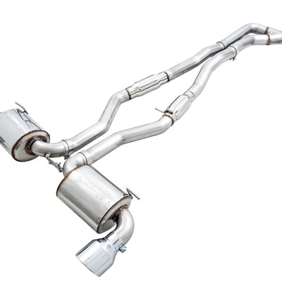 AWE 2020 Toyota Supra A90 Resonated Touring Edition Exhaust - 5in Chrome Silver Tips
