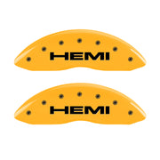MGP 4 Caliper Covers Engraved Front & Rear Hemi Yellow finish black ch