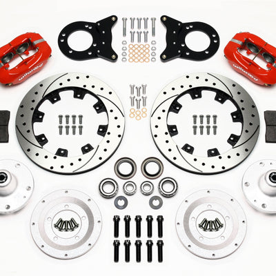 Wilwood Forged Dynalite Front Kit 12.19in Drill Red 1965-1969 Mustang Disc & Drum Spindle