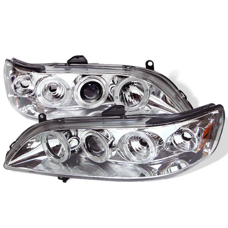 Spyder Honda Accord 98-02 1PC Projector Headlights LED Halo Amber Reflector Chrm PRO-YD-HA98-AM-C