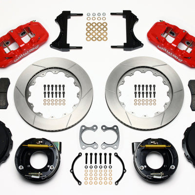 Wilwood AERO4 Rear P-Brake Kit 14.00in Red Small Ford 2.50in Offset