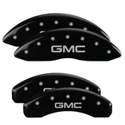 MGP 4 Caliper Covers Engraved F&R 21-22 GMC Yukon/XL - GMC Black w/ Silver Characters
