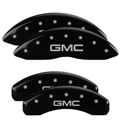 MGP 4 Caliper Covers Engraved F&R 21-22 GMC Yukon/XL - GMC Black w/ Silver Characters