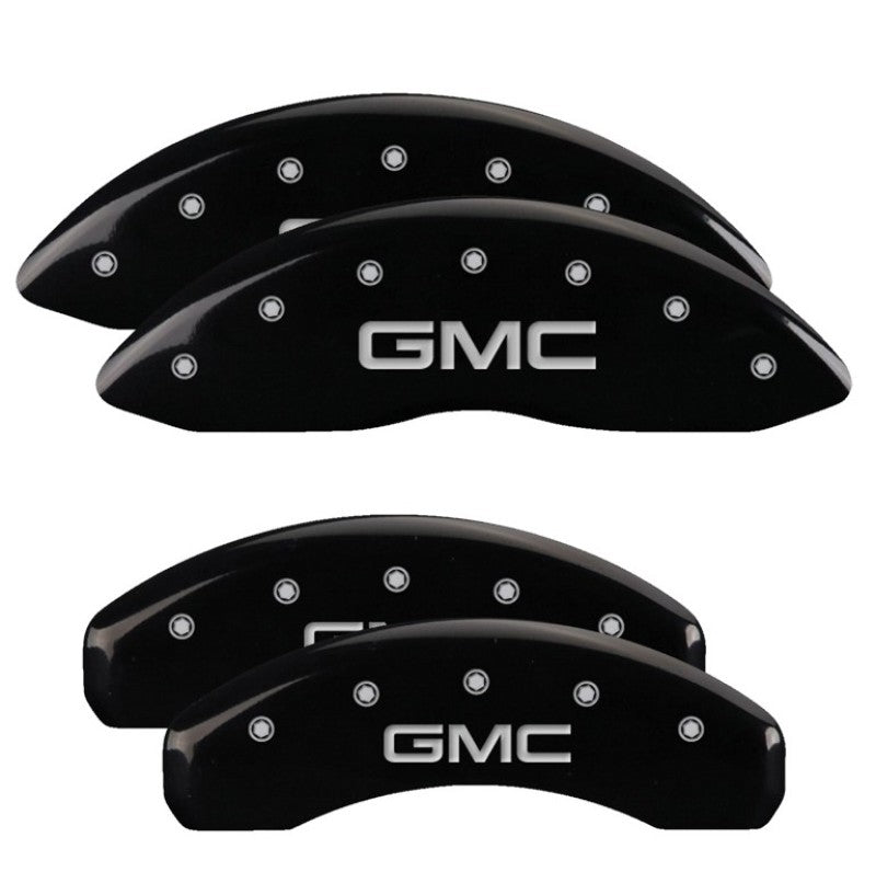 MGP 4 Caliper Covers Engraved F&R 21-22 GMC Yukon/XL - GMC Black w/ Silver Characters