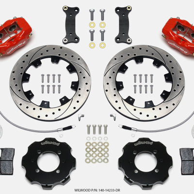 Wilwood Forged Dynalite Front Hat Kit 12.19in Drilled Red 2016-Up Mazda MX5 Miata w/ Lines