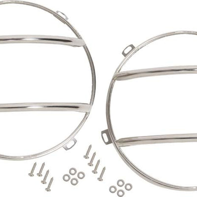 Kentrol 07-18 Jeep Wrangler JK Euro Headlight Guards Pair - Polished Silver