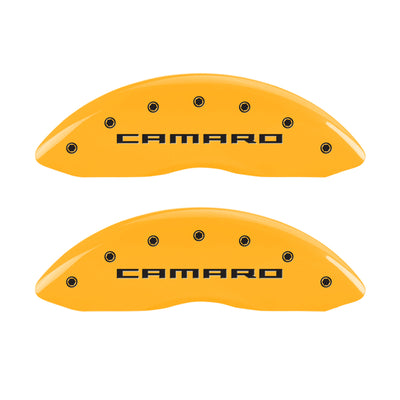 MGP 4 Caliper Covers Engraved Front & Rear Gen 5/Camaro Yellow finish black ch