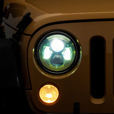 Raxiom 07-18 Jeep Wrangler JK 7-In LED Headlights Green Housing- Clear Lens