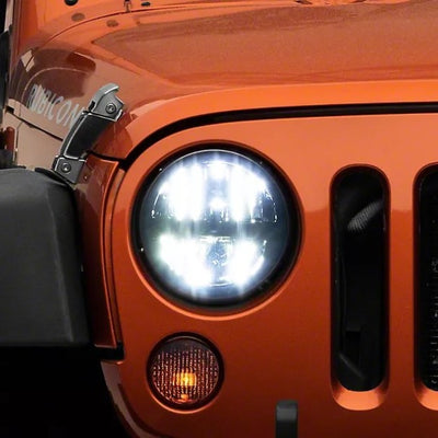 Raxiom 97-18 Jeep Wrangler TJ/JK Axial Series LED Headlights- Black Housing (Clear Lens)