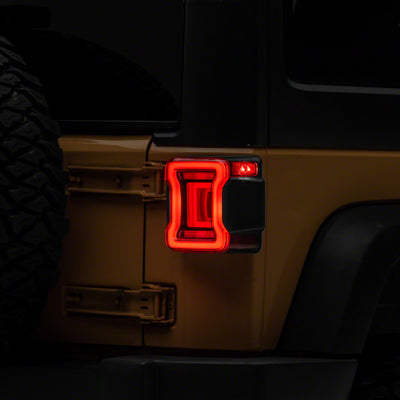 Raxiom 07-18 Jeep Wrangler JK Axial Series JL Style LED Tail Lights- BlkHousing- Red Lens