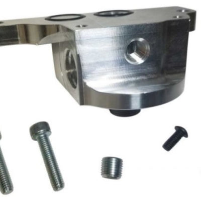 Moroso GM LS Oil Filter Adapter - Spin On - External Input Inlet - Outbound Rail