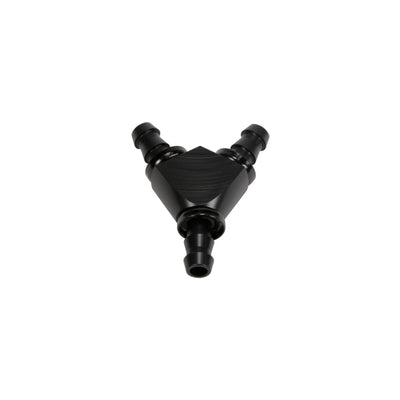 Fleece Performance Universal 3/8in Aluminum Y Barbed Fitting (For -6 Pushlock Hose) - Black Anodized