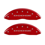 MGP 4 Caliper Covers Engraved Front & Rear With out stripes/Dodge Red finish silver ch