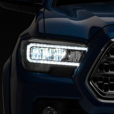 Raxiom 16-23 Toyota Tacoma w/ Factory Halogen DRL LED Headlights- Blk Housing (Clear Lens)