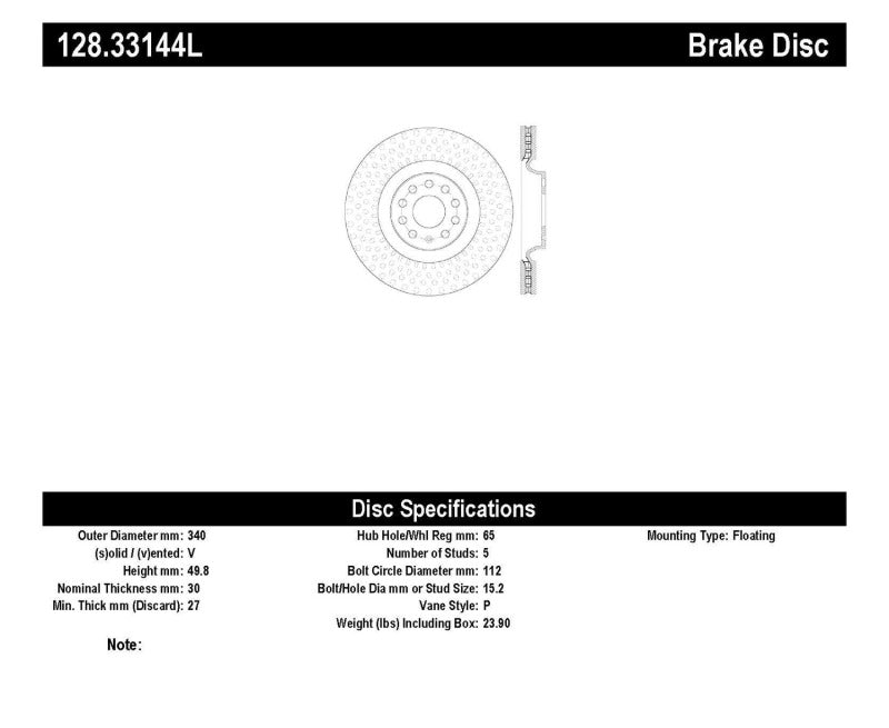 StopTech Drilled Sport Brake Rotor