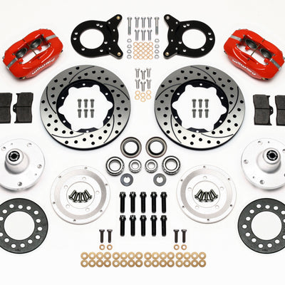 Wilwood Dynapro Dust-Boot Front Kit 11.00in Dril Red 1965-1969 Mustang Disc & Drum Spindle