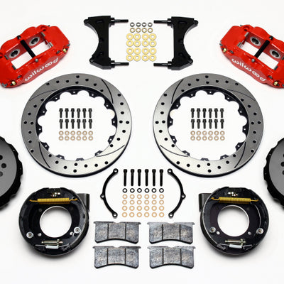 Wilwood Narrow Superlite 4R Rear P-Brk Kit 12.88in Drilled Red Chevy C-10 2.42 Offset 5-lug