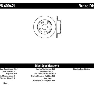 StopTech 97-01 Integra Type R/02-06 RSX/RSX Type S / 98-02 Honda Accord Drilled Left Rear Rotor